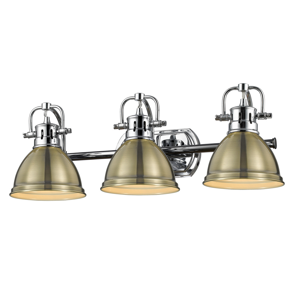 Yep by Golden Lighting Duncan 3-light Vanity in Chrome and Aged Brass shade